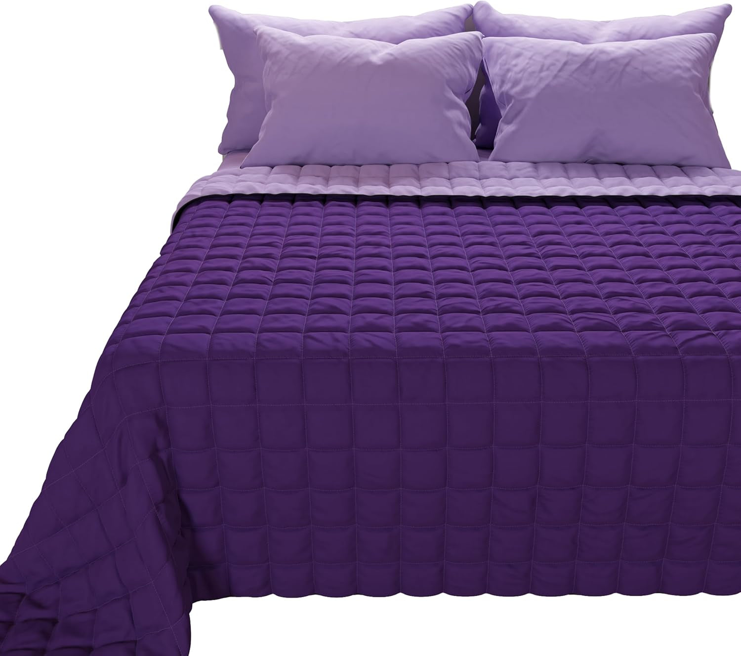 PETTI Artigiani Italiani - Cubrecama individual, colcha de doble cara, colcha de muelles, azul medianoche, blanco, 100% Made in Italy