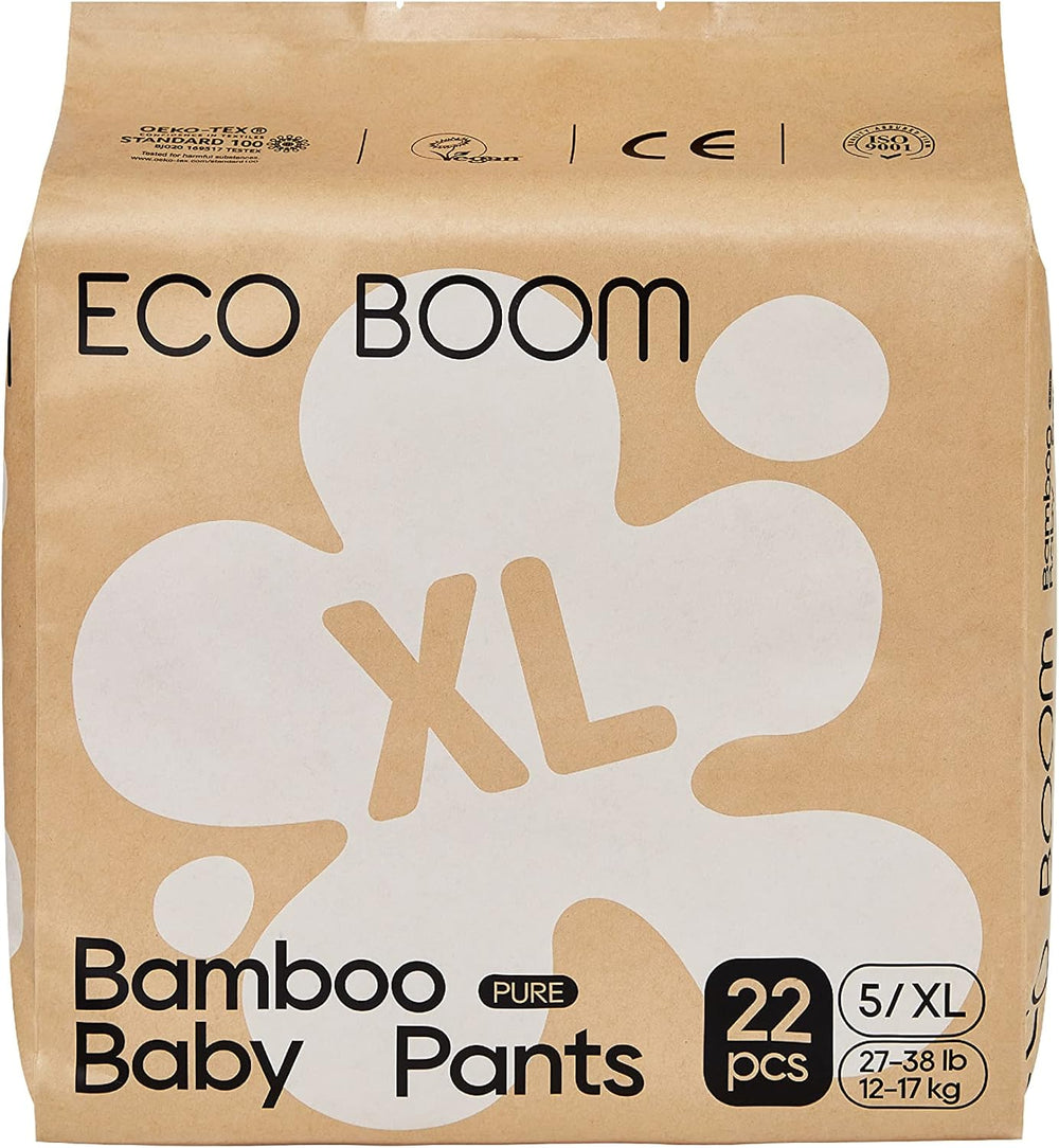 Pañales de bambú para bebé ECO BOOM - Tamaño 6 (20 kg), pañales extraíbles a base de plantas (17 piezas) - Orgánicos de primera calidad, sin fragancia, respetuosos con la piel, súper absorbentes