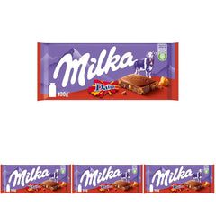 & Daim 1 x 100g I Chocolate con leche alpino I Con trozos de caramelo y almendras I Chocolate con leche 100% alpino I Barra de chocolate con Daim (Pack de 4)