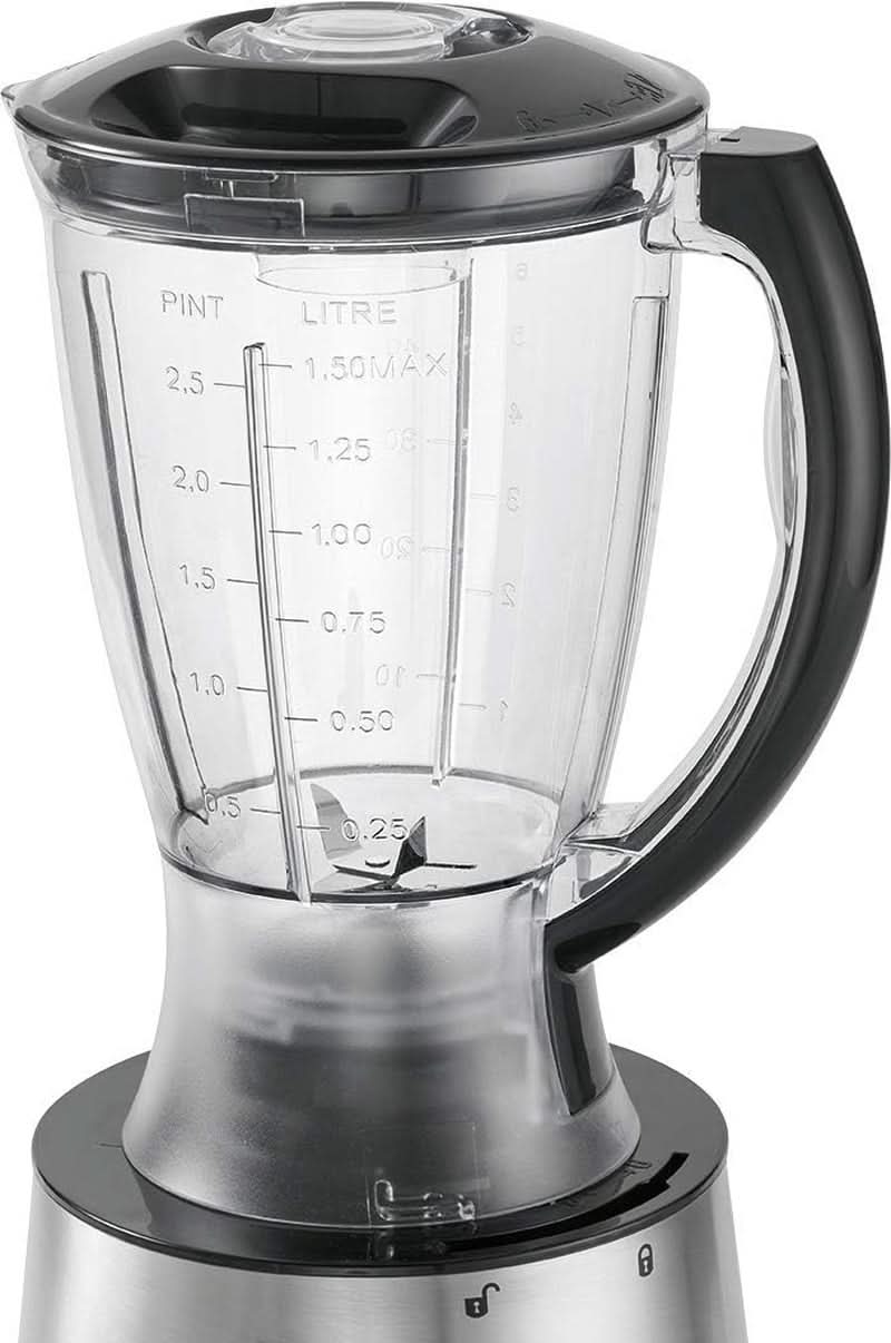 Máquina de cocina Clatronic® | 500 vatios | 4 Geschwindigkeitstufen (0-1-2 + Pulso) | Mixbehälter Mit Nachfüllöffnung (1,5 litros) | Arbeitsbehälter (1,0 litro) | Schneiden y Raspeln | KM 3646 Edelstahl Tienda Naty Madre e Hijo