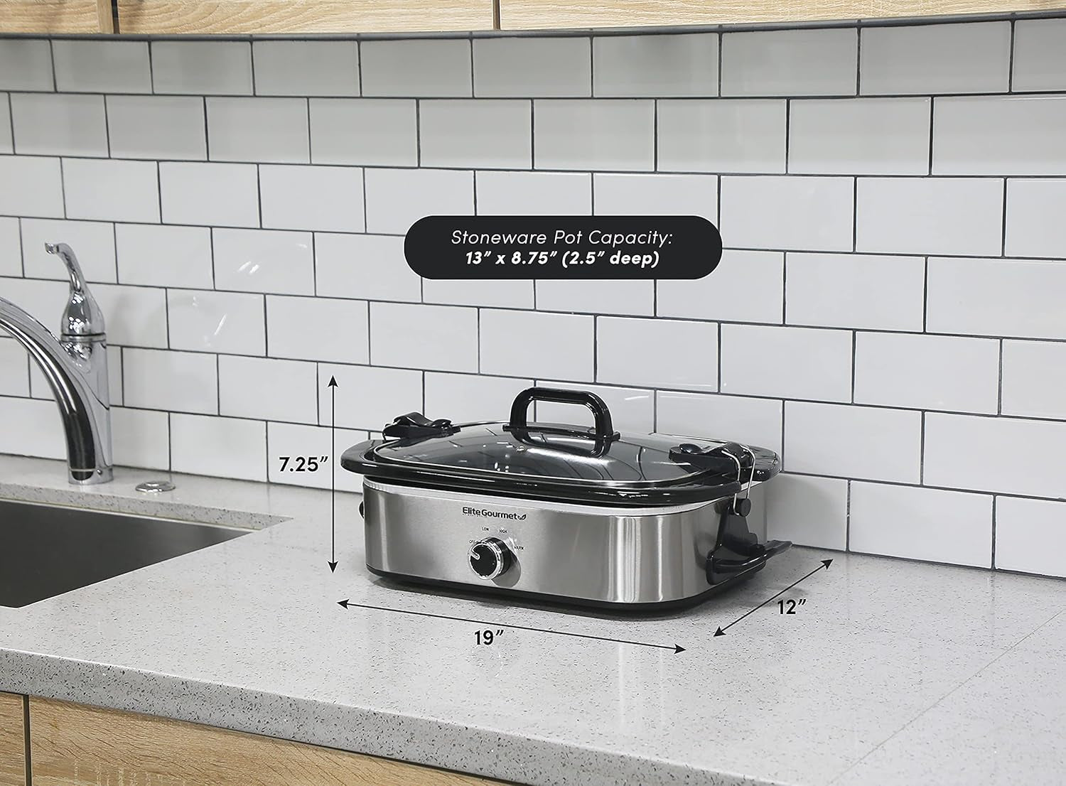 MST-5240SS Olla de cocción lenta, 3,3 litros, Olla de cocción lenta de acero inoxidable Naty Shop