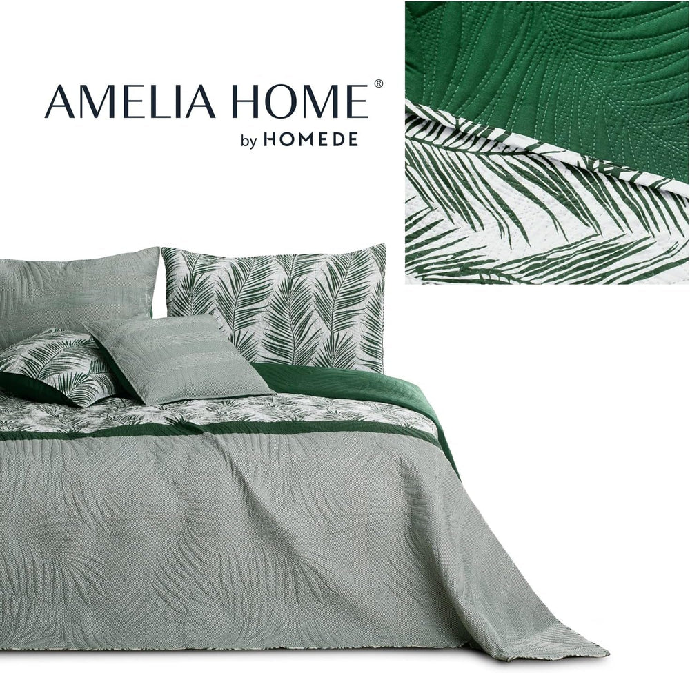 Ameliahome Colcha Colcha 170X210 Cm Colcha De Doble Cara De Fácil Cuidado Estampado De Plantas Verde Blanco Tropical Bonaire Camas y Mantas Besuche den AmeliaHome-Store
