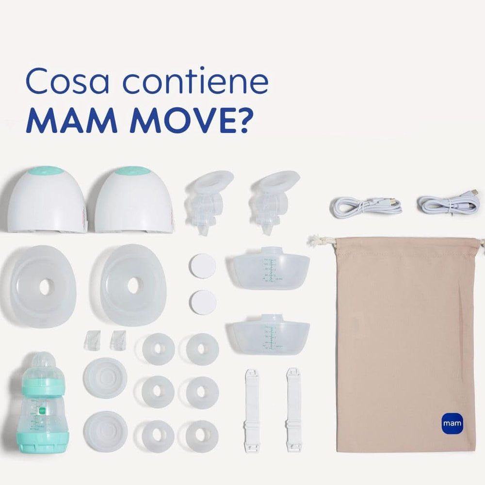 MAM Move Sacaleches Doble, portátil, 3 modos de funcionamiento y 5 niveles de intensidad Accesorios Alimentación y Lactancia Tienda Bebe Naty