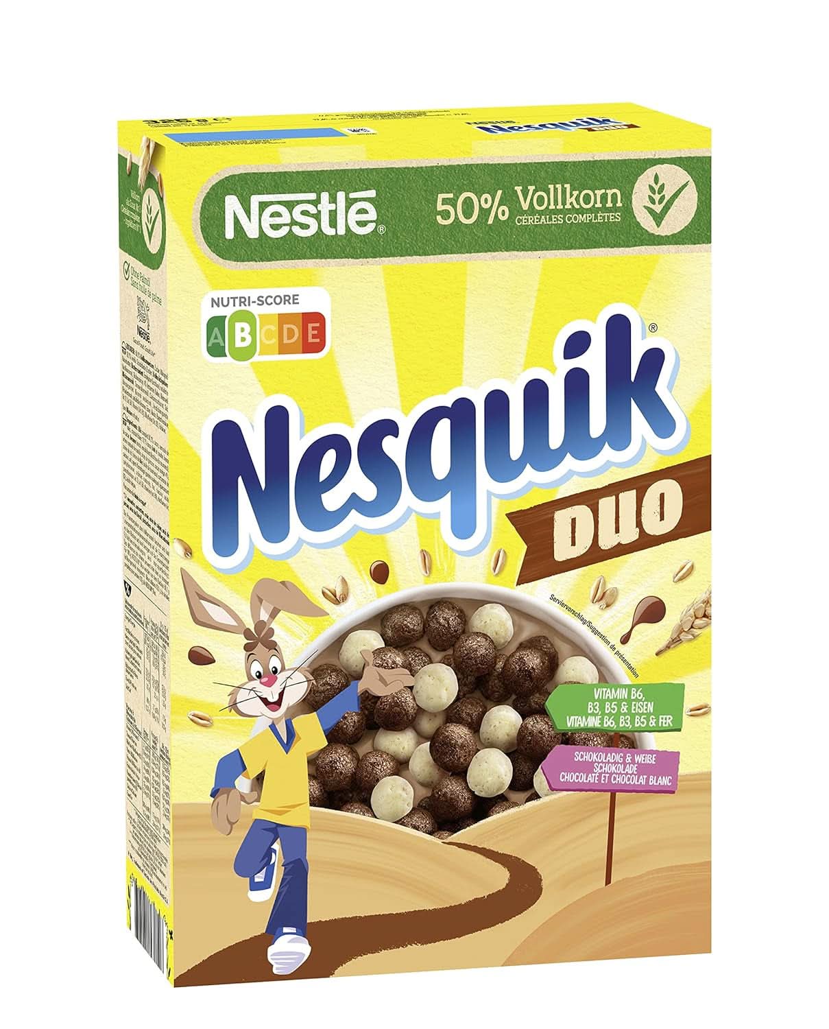 NESTLE Nesquik Duo, Cereal de Chocolate Negro y Blanco con Harina Integral, Pack de 7 x 325 Gramos Cereales Naty Shop