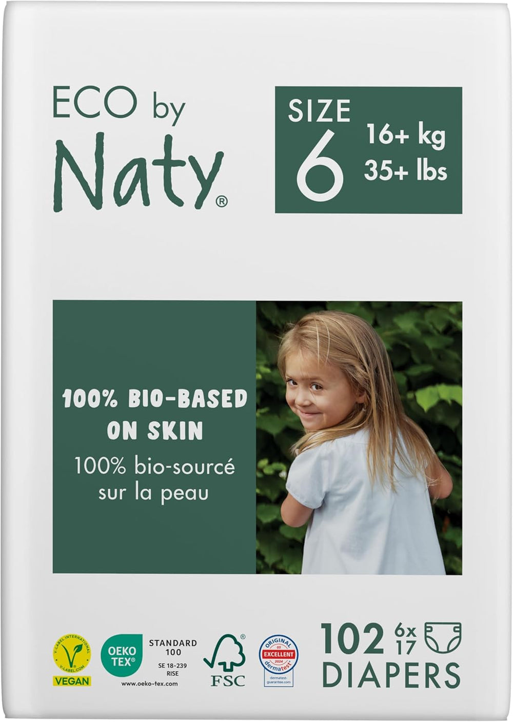 Pañales Eco Eco by Naty Baby Eco Pañales: pañales orgánicos de primera calidad, ecológicos, elaborados con materiales de origen vegetal, ideales para la piel sensible del bebé (tamaño 5 - 80 piezas)