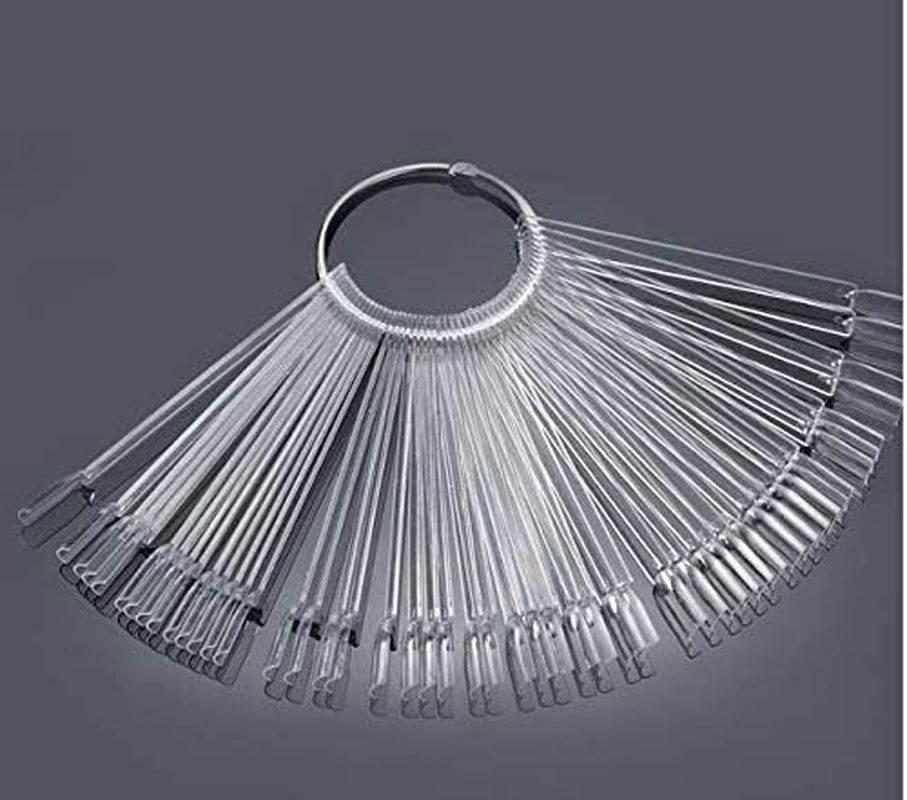 50 de bucăți de inele pentru sfaturi de artă pentru unghii, plăci transparente de culoare, bețișoare inelare pentru afișare a ojei, exerciții de salon de unghii, afișare a vârfurilor de unghii pentru afișare și exersare DIY Nail Art