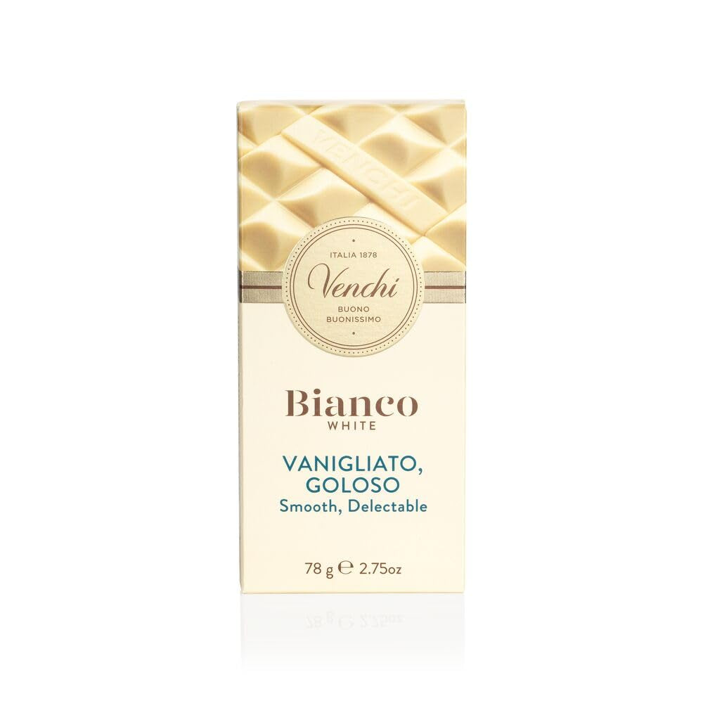 Venchi - Barra de chocolate extra blanco, 78 g - con vainilla - Sin gluten