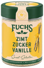 Fuchs Gewürze - Zimt Zucker Vanille - Gewürz zum Versüßen von Wafeln, Milchgetränken oder Joghurt - aus natürliche Ingrediente - 100 g en wiederverwendbarer, recyclebarer Dosis