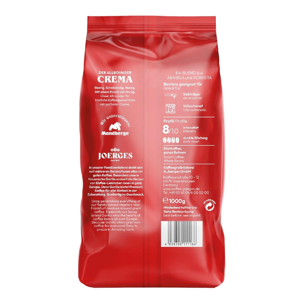 Boabe de cafea Joerges Espresso Gorilla Super Bar Crema, pachet de 5 (5 x 1 kg)