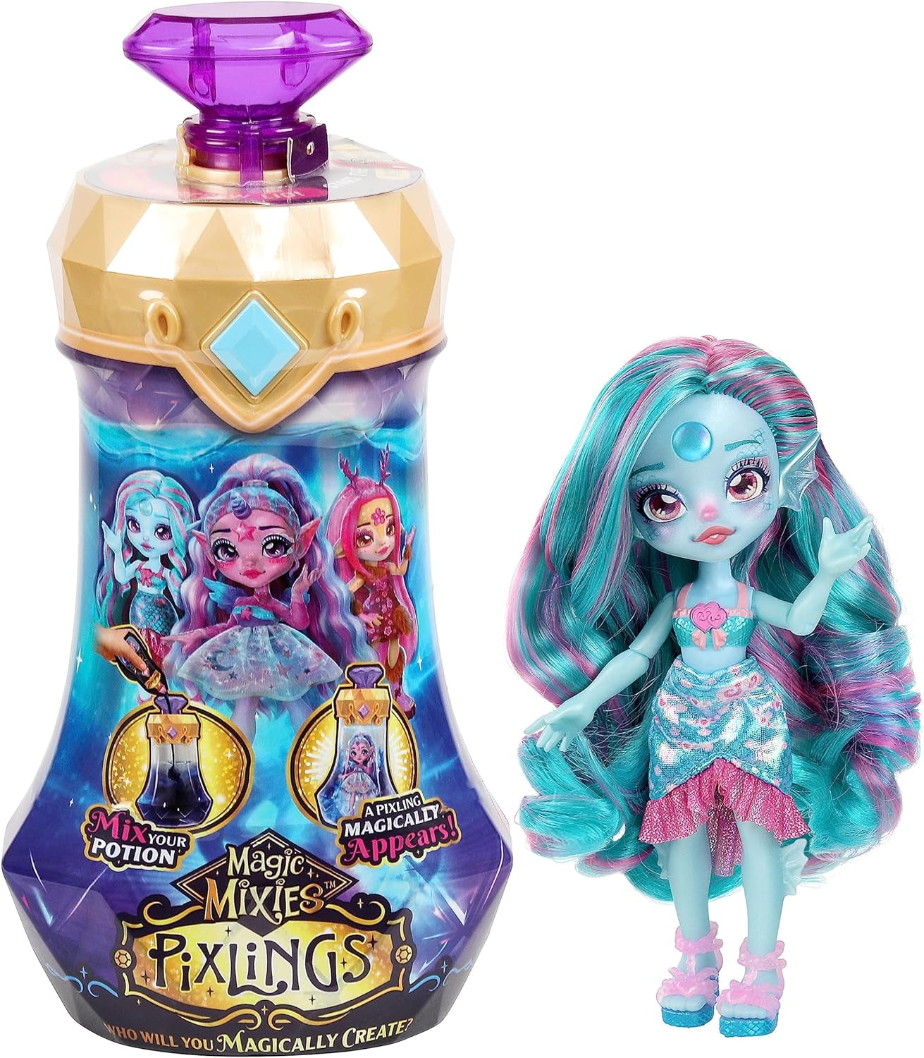Pixlings Puppe Faye im REH-Look: Magische Enthüllung der wunderschönen, detailreichen 16,5 cm großen Pixlings-Puppe in Einer Zaubertrank-Flasche
