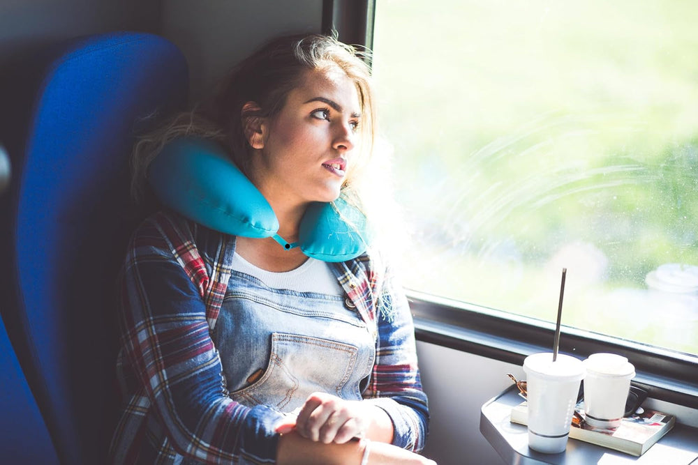 Pernă de gât Lemos Home cu umplutură din microfibră, pernă de susținere a gâtului, pernă de călătorie confortabilă pentru avion, mașină, birou, ideală pentru camping, vacanțe și gadgeturi de călătorie (verde mentă)