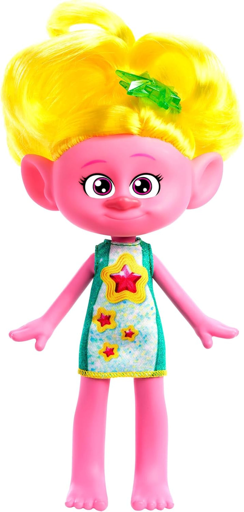 Mattel DREAMWORKS TROLLS Gemeinsam Stark – Haarige Überraschungen Chenille Puppe mit leuchtend blauem Haar zum Stylen, lila Stirnband, para niños de 3 años, HNF15