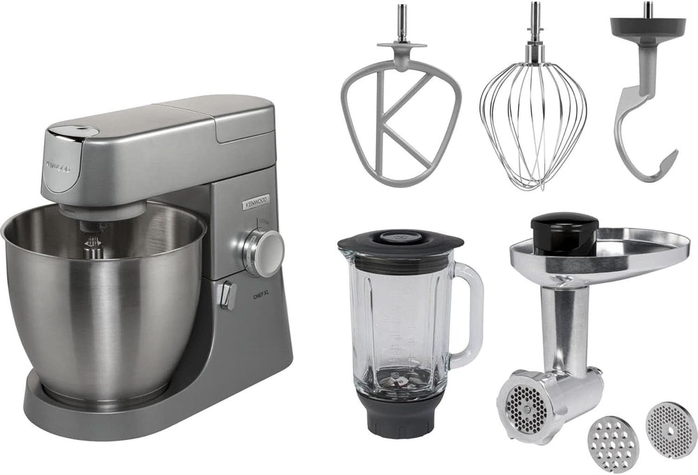 Kenwood Chef KVC3110S Procesador de Alimentos, Tazón de Acero Inoxidable de 4,6 L Madre e Hijo Naty Shop Paquete Individual con Batidora + Picadora