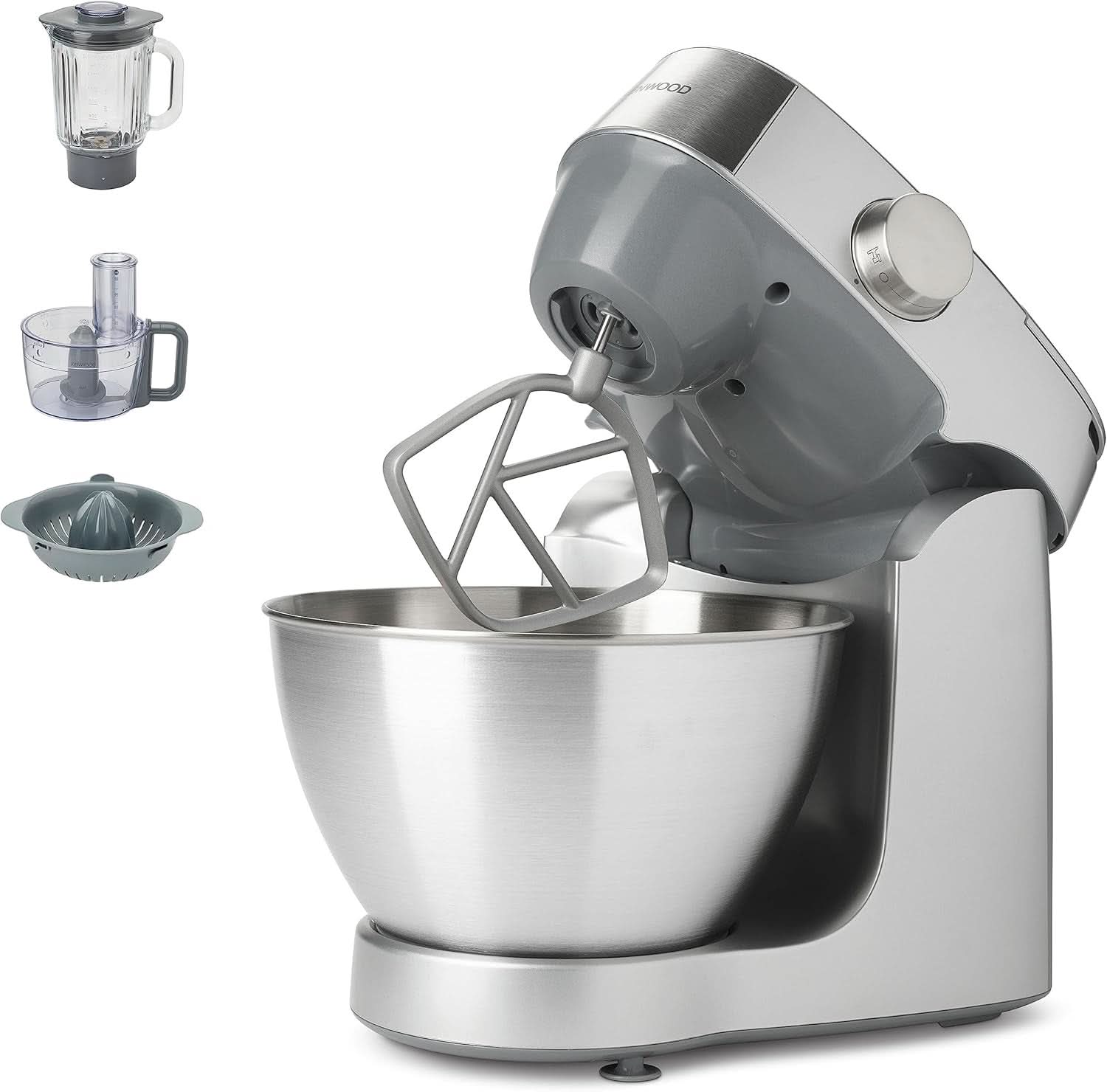 Kenwood Prospero+ KHC29A.R0SI Máquina de cocina, 4,3 L Edelstahlschüssel, Inkl. 10-Teiligem Zubehör-Set Mit Fleischwolf, Glas-Mixer, Zitruspresse, Entsafter Und Mehr, Inkl. Easyweigh Waage, 1000W, Plata Madre e Hijo Naty Shop Plata Inkl. 7 accesorios