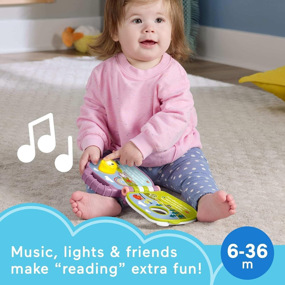 Fisher-Price Baby Toy Purple Monkey Musical Storybook cu lumini și sunete pentru sugari și copii de 6+ luni Jucarii Bebe Naty Shop