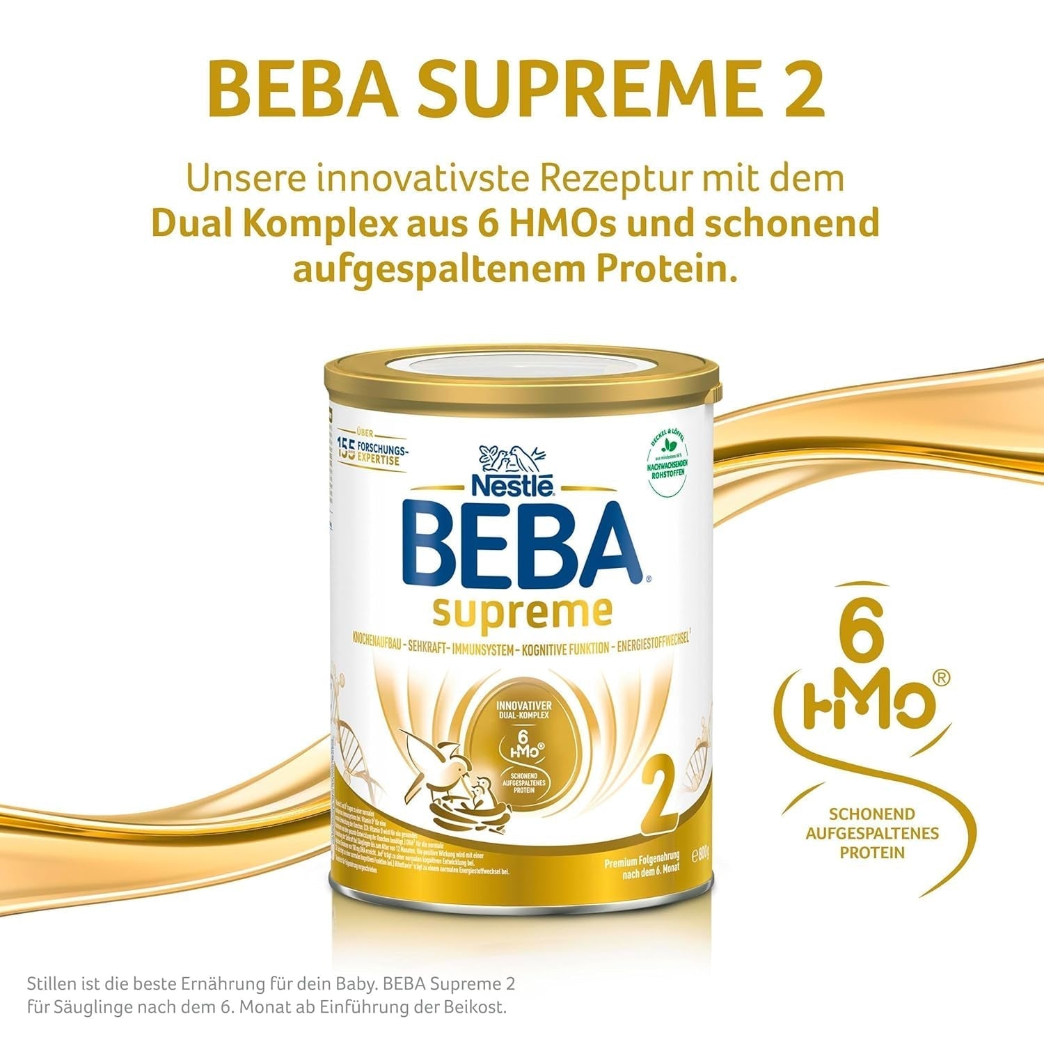 BEBA SUPREME 2 Leche de continuación a partir de los 6 meses, solo lactosa, sin aceite de palma, pack de 6 (6 x 800g) Naty Shop