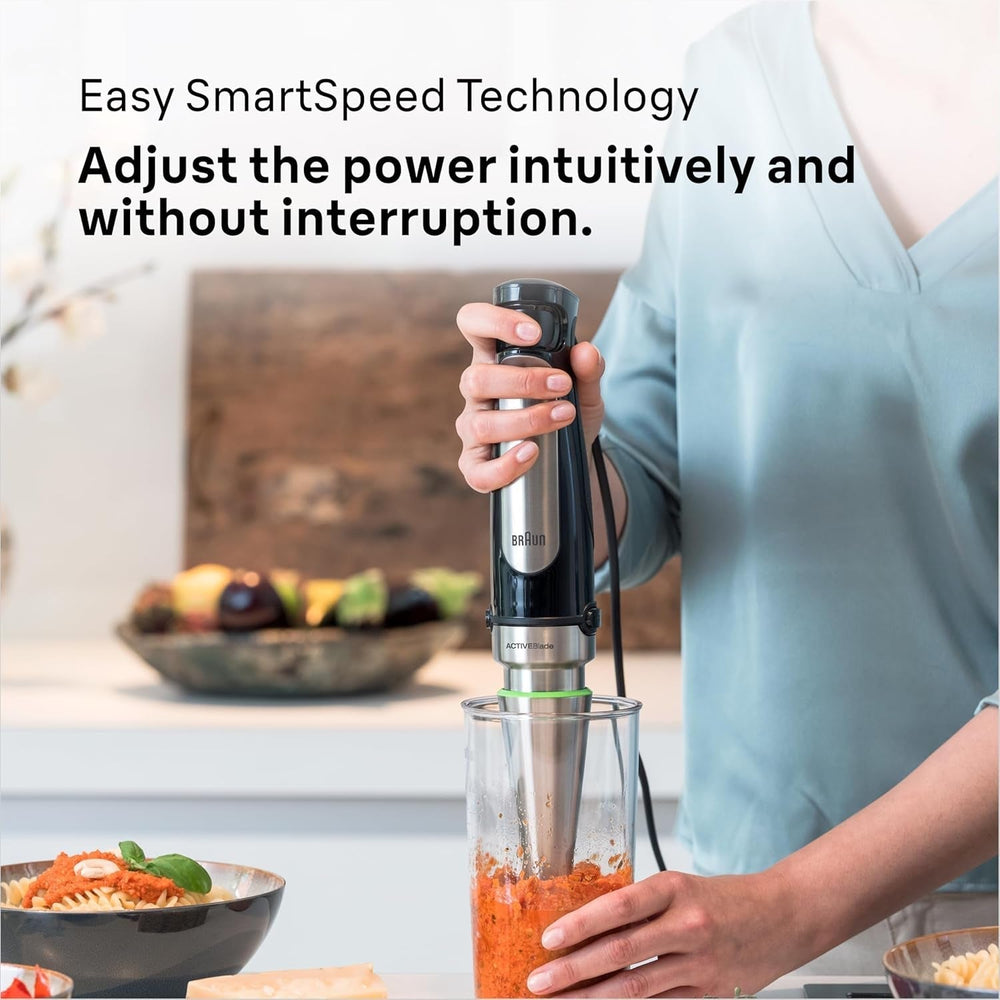 Braun Household Hogar Multiquick 7 Batidora, Spritzschutz, Spülmaschinenfest, Bpa-Frei, 600 Ml, Zerkleinerer 500 Ml, Eisklinge, MQ 7035XBI, 1000 W, Negro, MQ7035XBI Cocina Naty Shop
