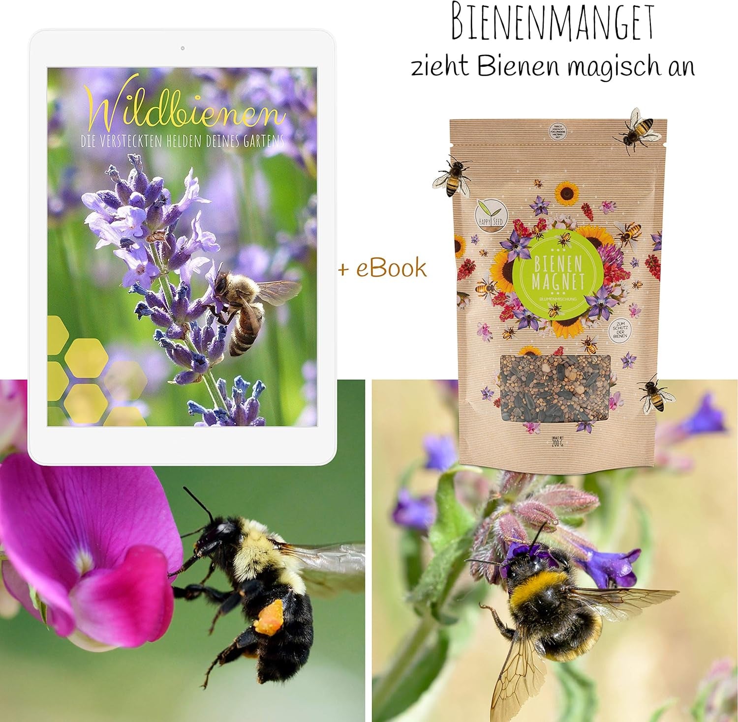 100 g de semillas de flores silvestres para un colorido pasto de abejas: mezcla de semillas de flores silvestres vibrantes y ricas en néctar para abejas y mariposas (incluye libro electrónico GRATIS)