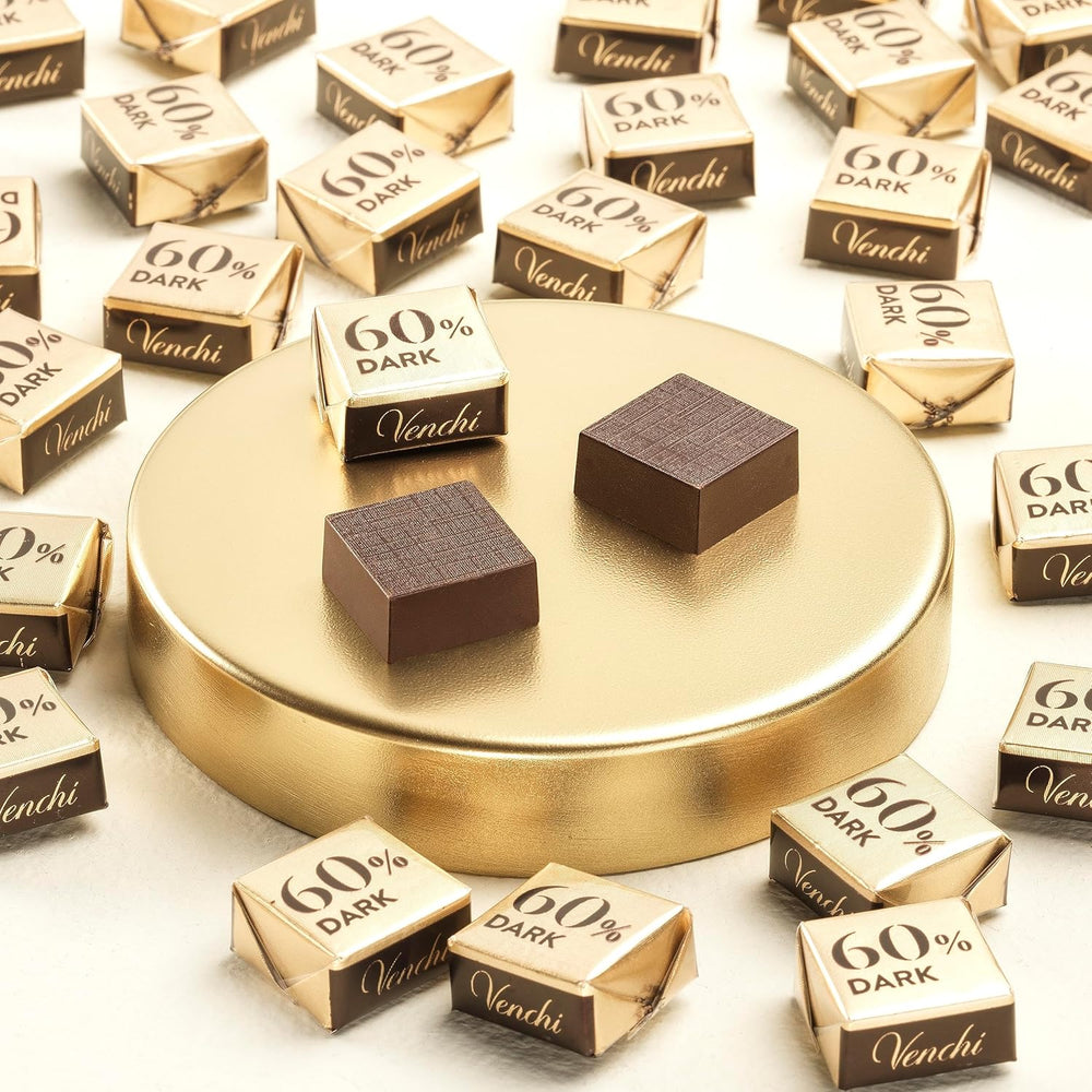 Venchi Cubotto de chocolate negro puro al 60% en paquete de 1 kg - vegano, sin gluten
