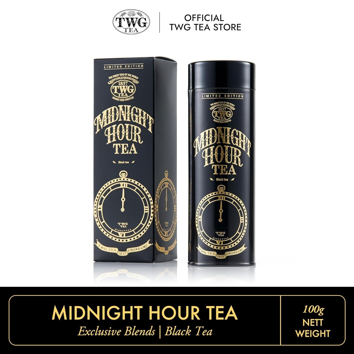 TWG Tea | Midnight Hour Tea | Ceai negru | Lemongrass și fructe tropicale | Cutie Haute Couture, 100 g | Set cadou