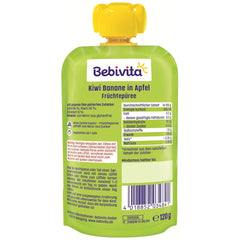 Kiwi Plátanos en Quetschie de Manzana (6 x 120 g), sin Zuckerzusatz, sin gluten, ideal para refrigerios fuera de casa y autónomos