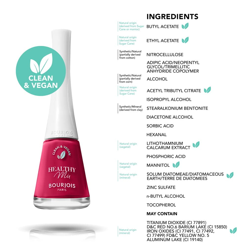 Bourjois - Esmalte de uñas Healthy Mix Clean – 300 GRENAT'DDICTIVE