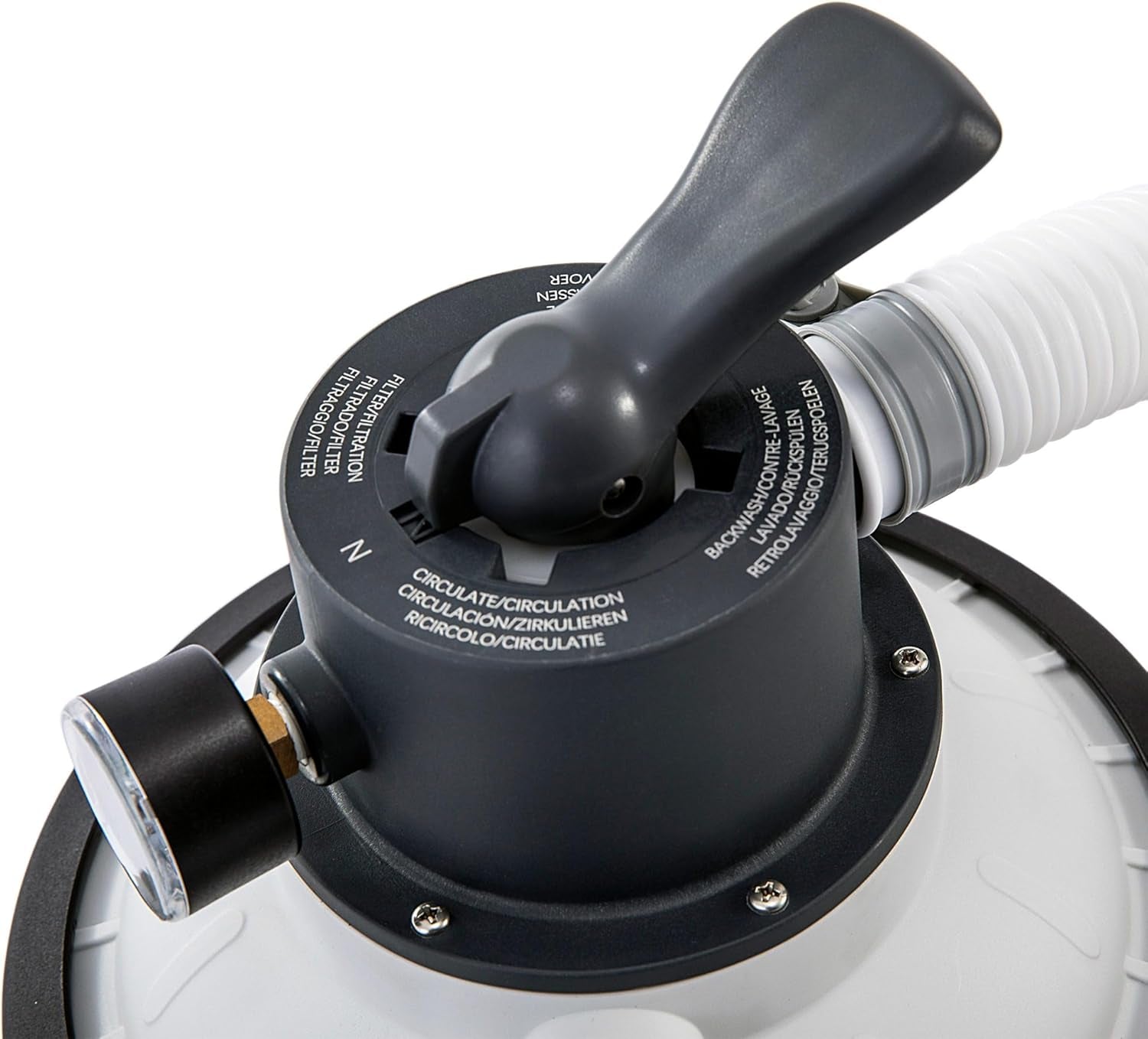 Bomba de filtración de arena Intex 26642 Krystal Clear con RCD, caudal de agua 3500 l/h, caudal del sistema 2000 l/h, plástico, blanco