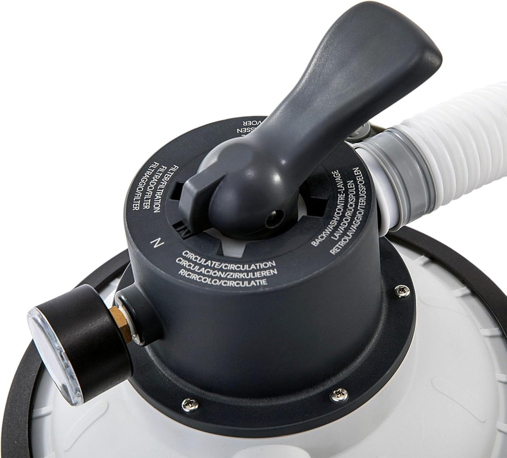 Bomba de filtración de arena Intex 26642 Krystal Clear con RCD, caudal de agua 3500 l/h, caudal del sistema 2000 l/h, plástico, blanco