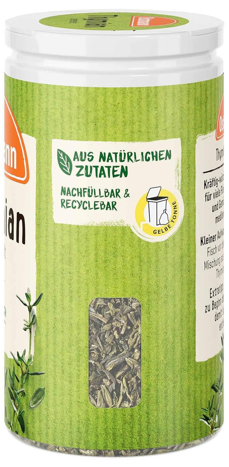 Ostmann Thyme gerebelt 15 g Thyme-Gewürz für viele Fleisch-, Fisch-, Pilz-, und Gemüsegerichte der Mediterranen Küche, Cantidad: 1 unidad