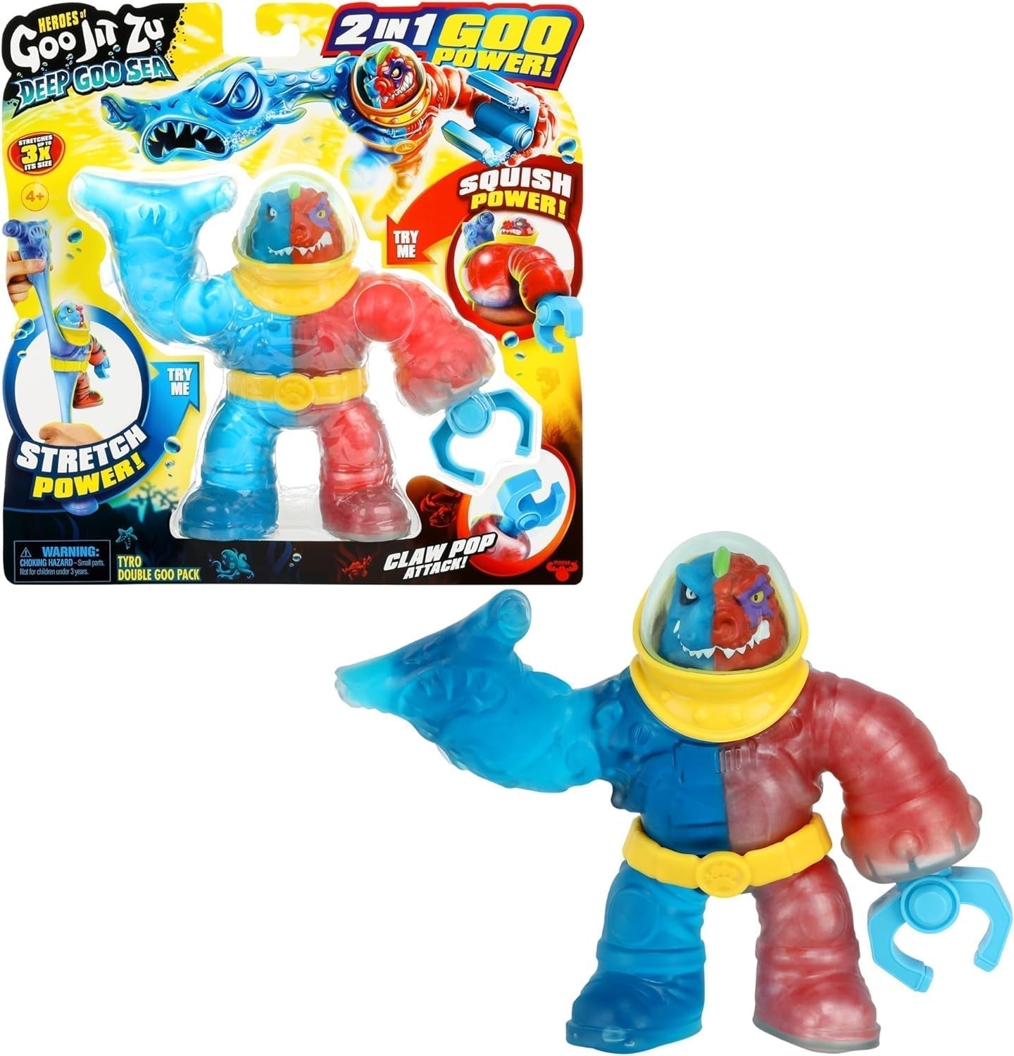 Heroes of GOO JIT To Deep GOO Sea - 16.5cm Tall Figure Tyro With 2-In-1 Slime Power; Super Stretchy And Stretchable Action figures Naty Shop Tyro