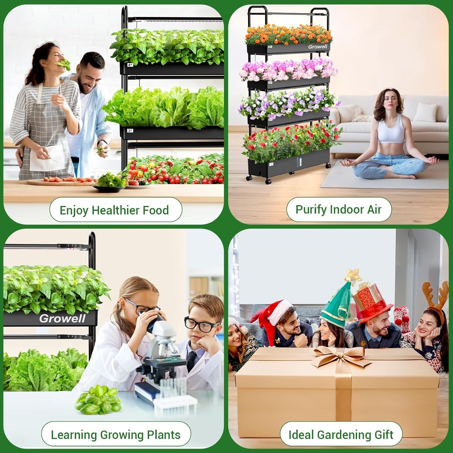 Kit de sistema de cultivo hidropónico grande, 120 cápsulas, jardín hidropónico vertical con 2 modos de iluminación, sistema de circulación automática de agua, sistema de jardinería de hierbas para interiores de 48 litros