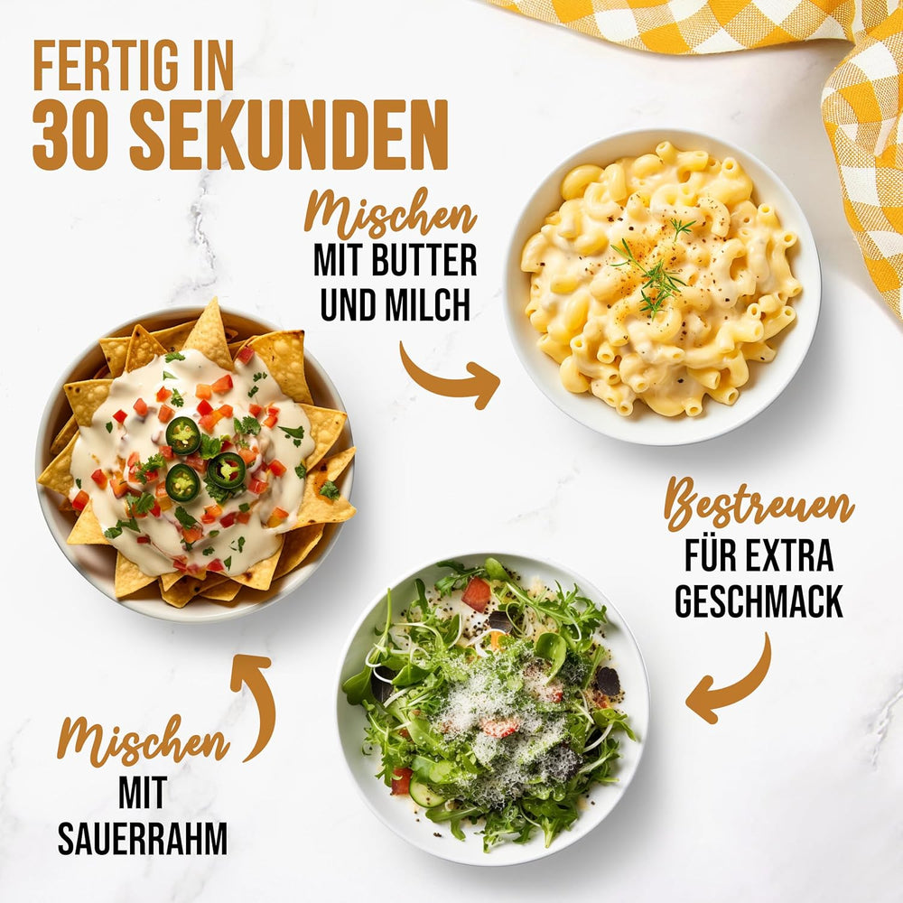 EASY YUMMY - Käsepulver 300g | Käsegeschmack instantáneo para Mahlzeiten y snacks | Immer Bereit, Keine Kühlung Nötig | Queso 100% auténtico | Ideal como cobertura para palomitas de maíz