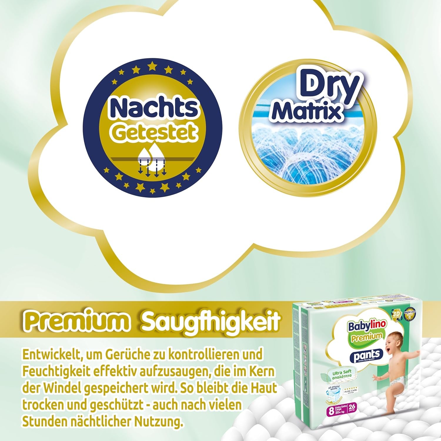 Pantalón Premium Talla 8 con filtro ultrasuave, XXL (20+ kg), 26 piezas