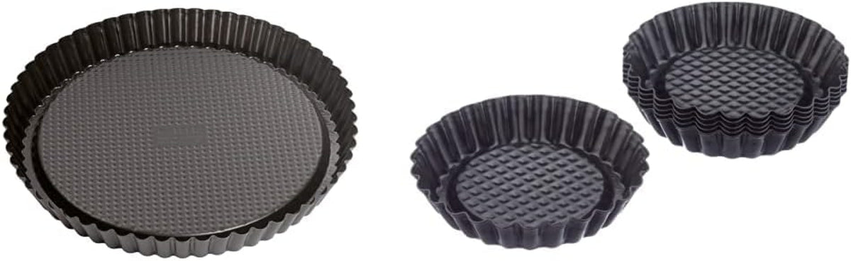 ORIGINAL KAISER Classic Obstbodenform 28 Cm, Obstkuchenform, Gleichmäßige Bräunung & Classic Mini Torteletts 6 Stück, Tartelette Förmchen 10 Cm, Tarteform Klein, Tortelettförmchen Antihaftbeschichte Moldes y bandejas para hornear Naty Shop