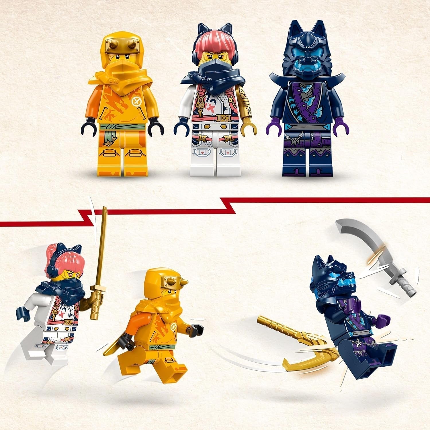 LEGO NINJAGO Riyu, el Dragón Bebé, Juguete Dragón con 3 minifiguras, Juguete Ninja para construir para niños y niñas de 6 años, Regalo lleno de acción para niños 71810 Juegos de construcción Besuche den LEGO-Store