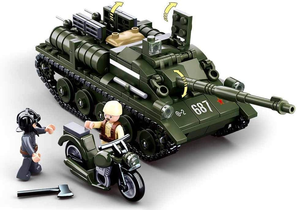 Sluban SL95558, WWII - Alliierter Jagdpanzer(335 Teile)[M38-B0687], Spielset, Klemmbausteine, Soldaten, mit Spielfigur, Army WWII, Multi Color