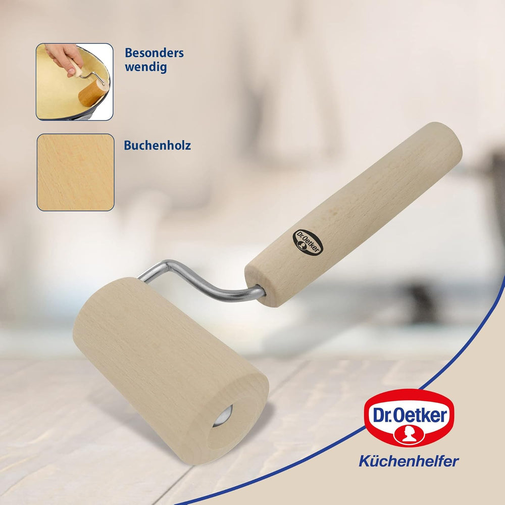 Dr. Oetker Teigroller aus Holz – Teigrolle aus Buchenholz de alta calidad – Perfekt für round und eckige Formen – aprox. 18 x 7 cm, Rollo Durchmesser ca. 4,5 cm