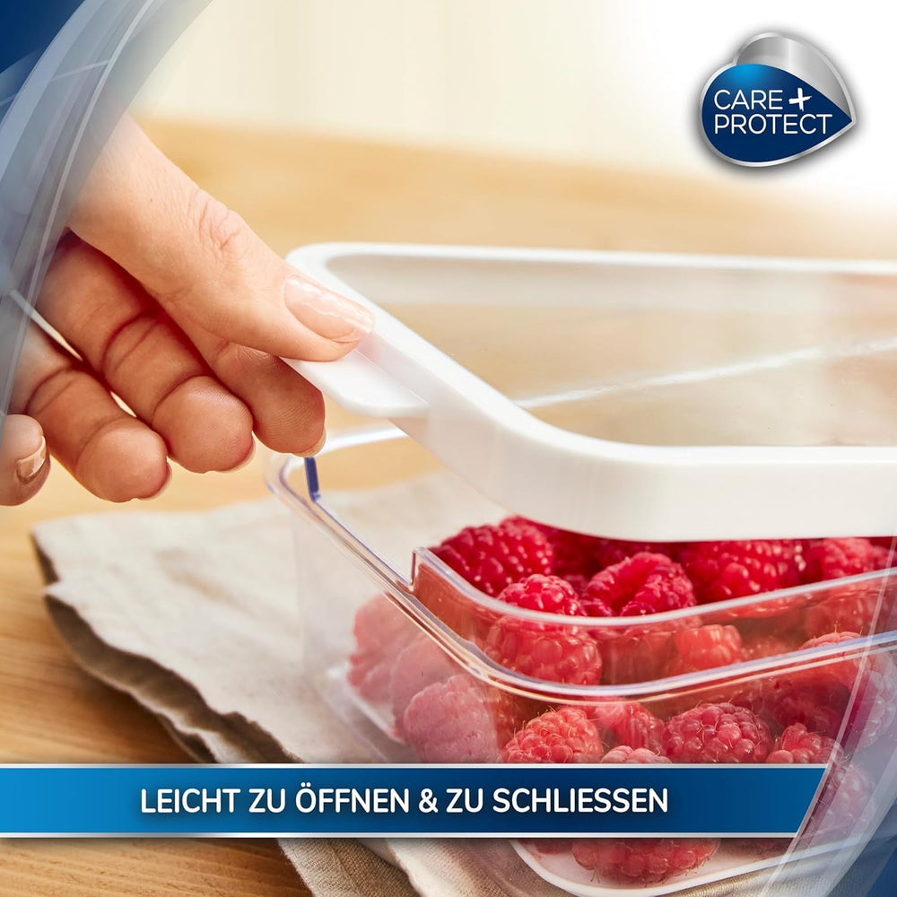 CARE + PROTECT Recipient inteligent pentru alimente, perfect stivuibil, organizator pentru frigider, protejează alimentele de umiditate, păstrează alimentele proaspete mai mult timp, 2,15 l Cutii depozitare alimente Naty Shop