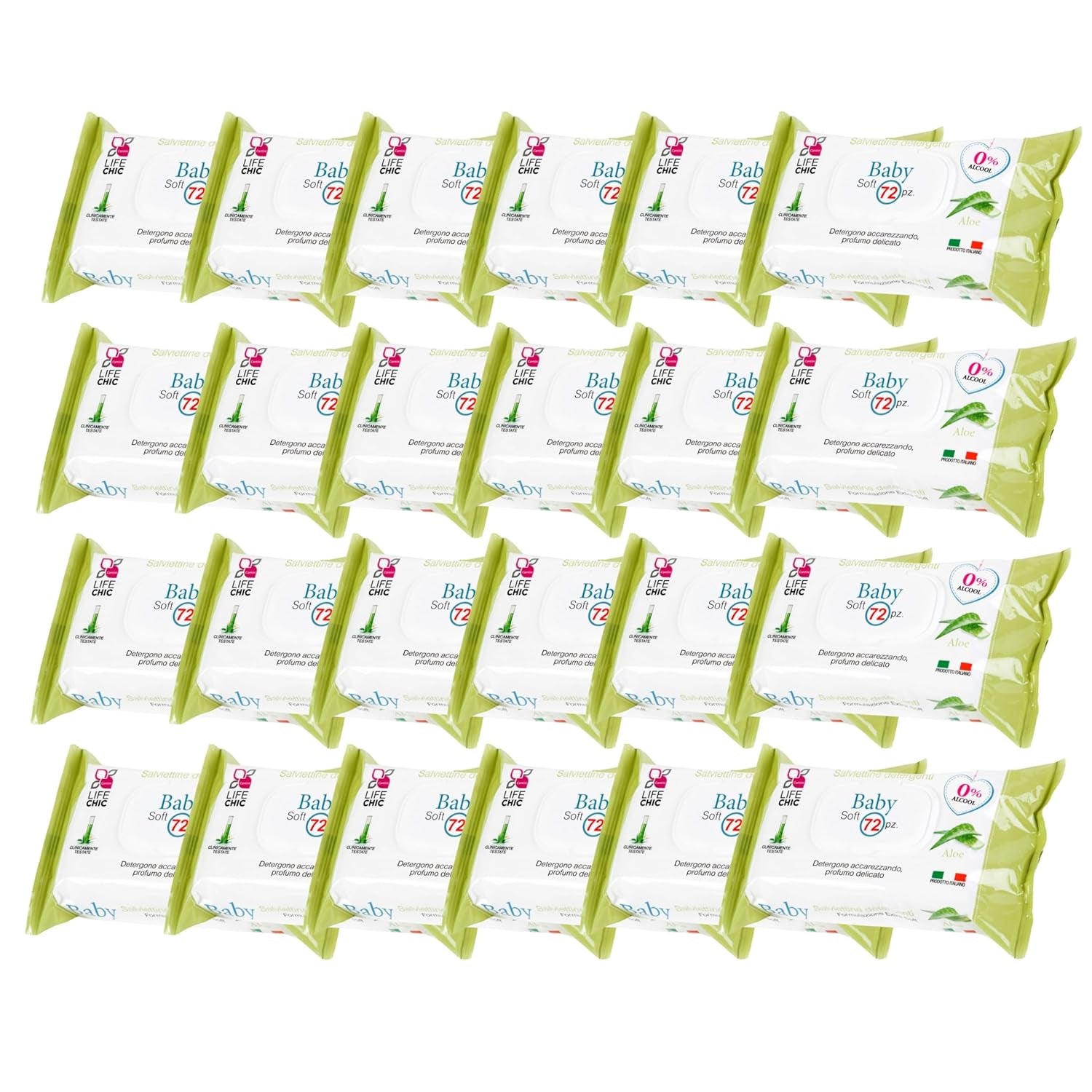Toallitas húmedas Aloe Baby para pieles sensibles, sin alcohol, respetuosas con la piel, pH 5,5, ligeramente perfumadas, 1728 unidades (24 paquetes)