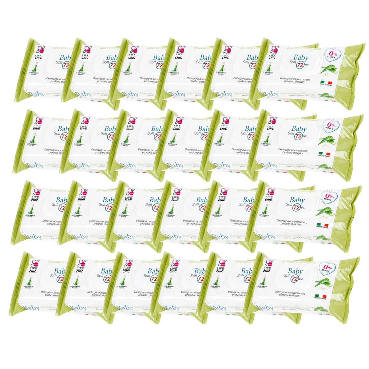 Toallitas húmedas Aloe Baby para pieles sensibles, sin alcohol, respetuosas con la piel, pH 5,5, ligeramente perfumadas, 1728 unidades (24 paquetes)