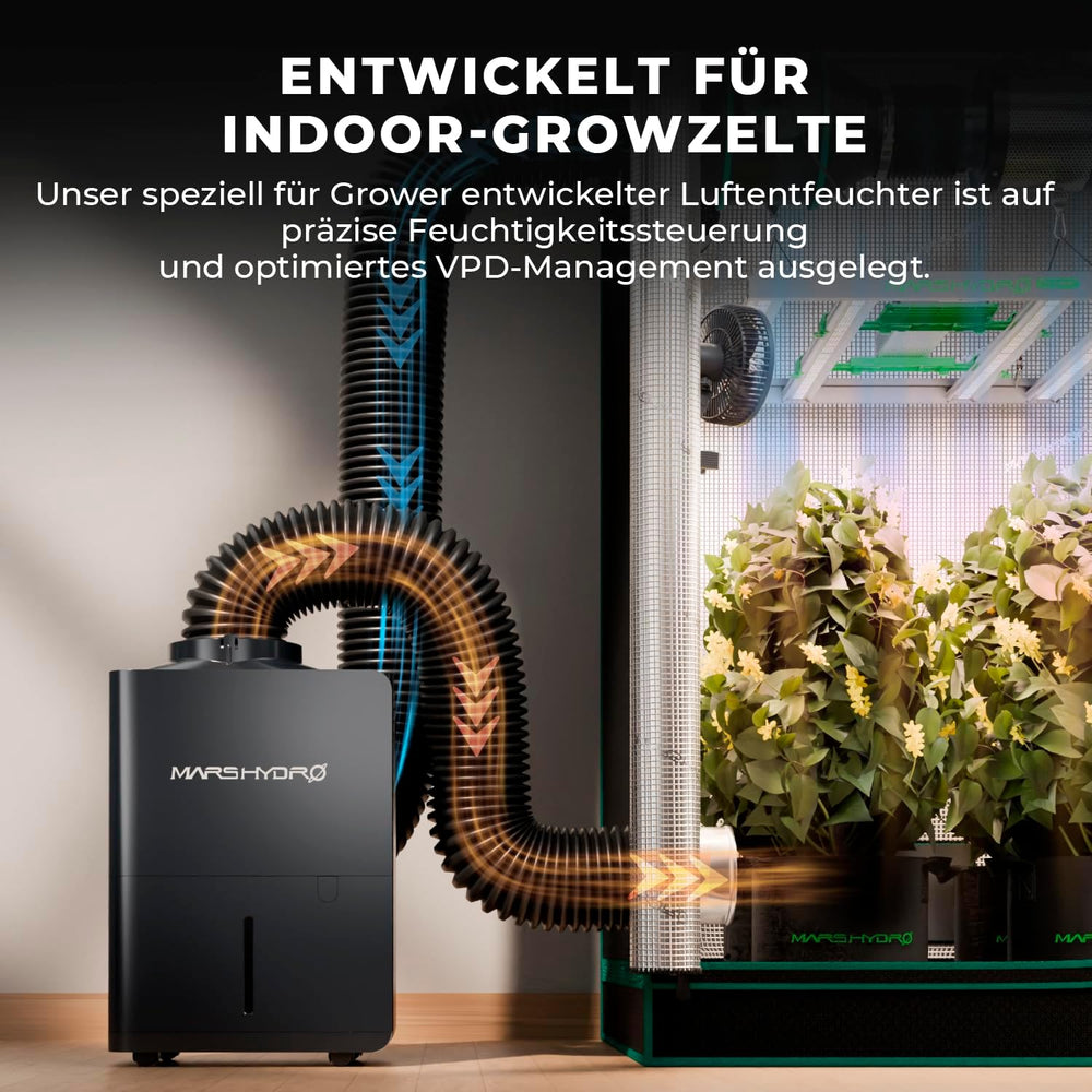 MARS HYDRO Deshumidificador, 12L/día, Descongelación Automática, Función Temporizador, Deshumidificador de Ambiente para Armarios de Cultivo, Sótanos y Plantas, Tanque de Agua de 1,2L