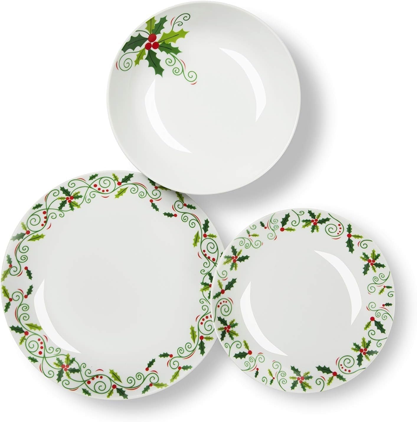 Excelsa 64134 Christmas Holly Tellerservice, 18-Teilig, Porzellan, Weiß Seturi vesela masa Naty Shop