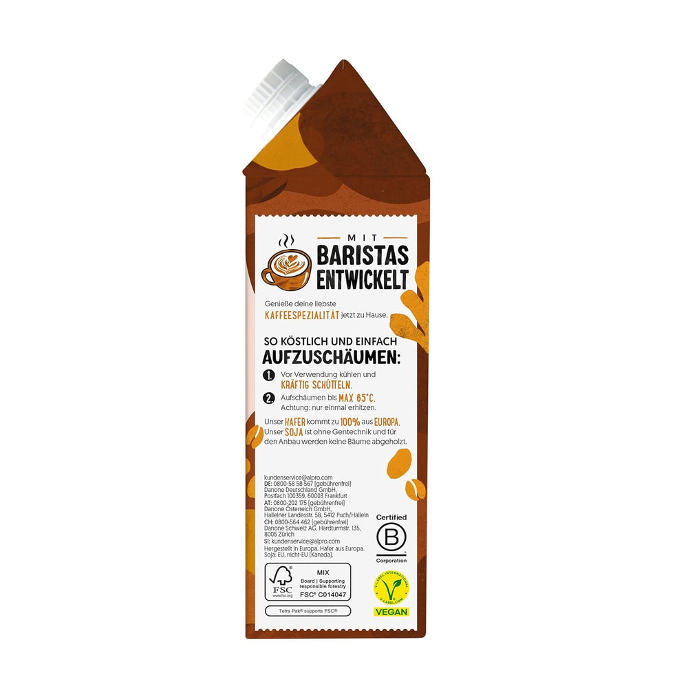 Alpro Barista Karamell – Zum Aufschäumen – Von Natur aus lactosefrei – 8 x 750 ml – Haltbar