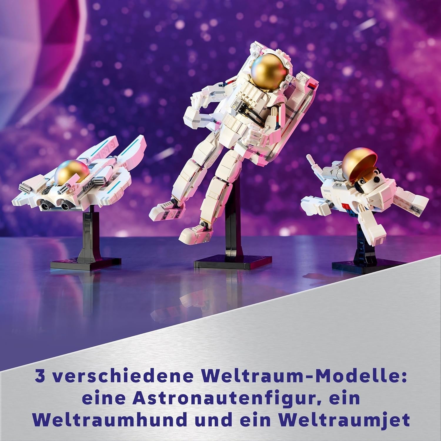 LEGO Creator Juguete de Astronauta Espacial 3 en 1, Kit de Modelo de Perro y Nave Espacial para niños, Decoraciones para jardín de Infantes, Regalo Creativo para niños y niñas de 9 años 31152 Juegos de construcción Besuche den LEGO-Store