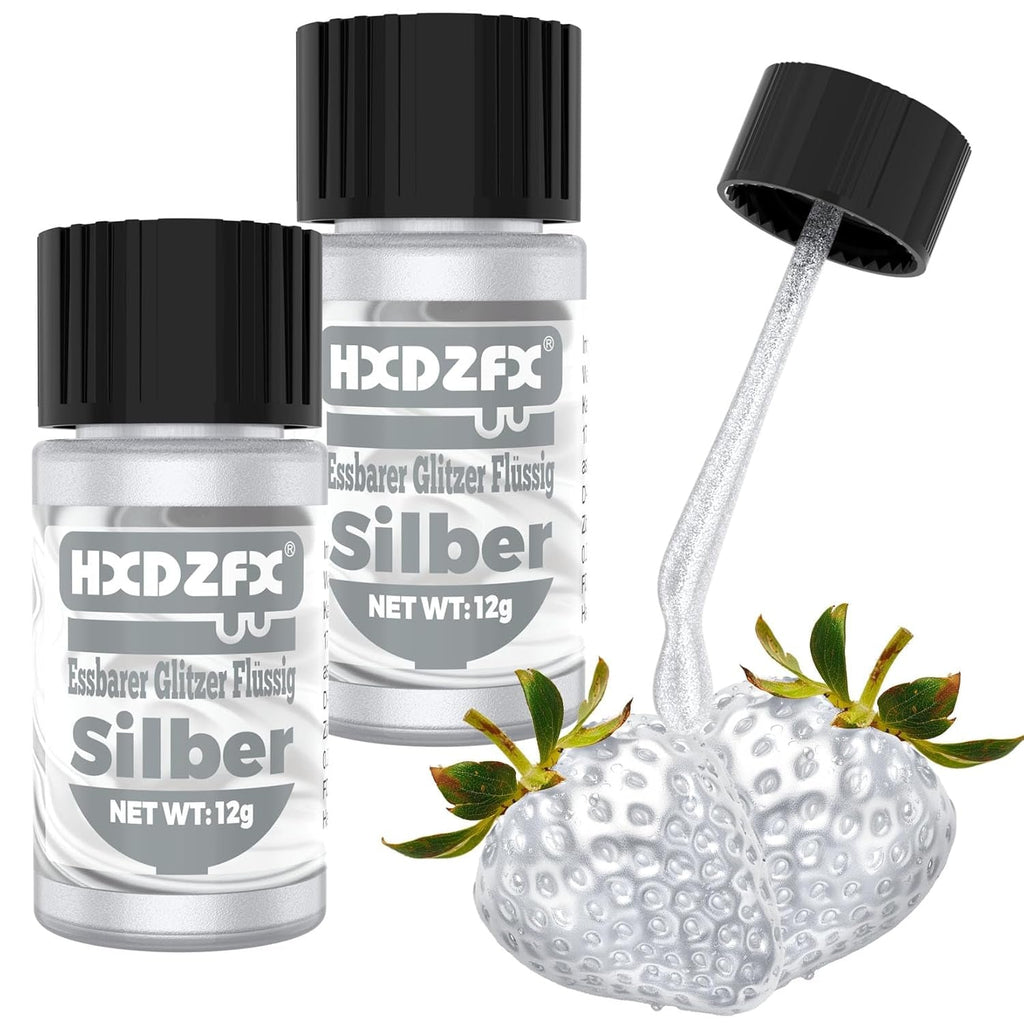 Glitter lichid comestibil - 2 × 12 grame Glitter Naty Shop Argintiu