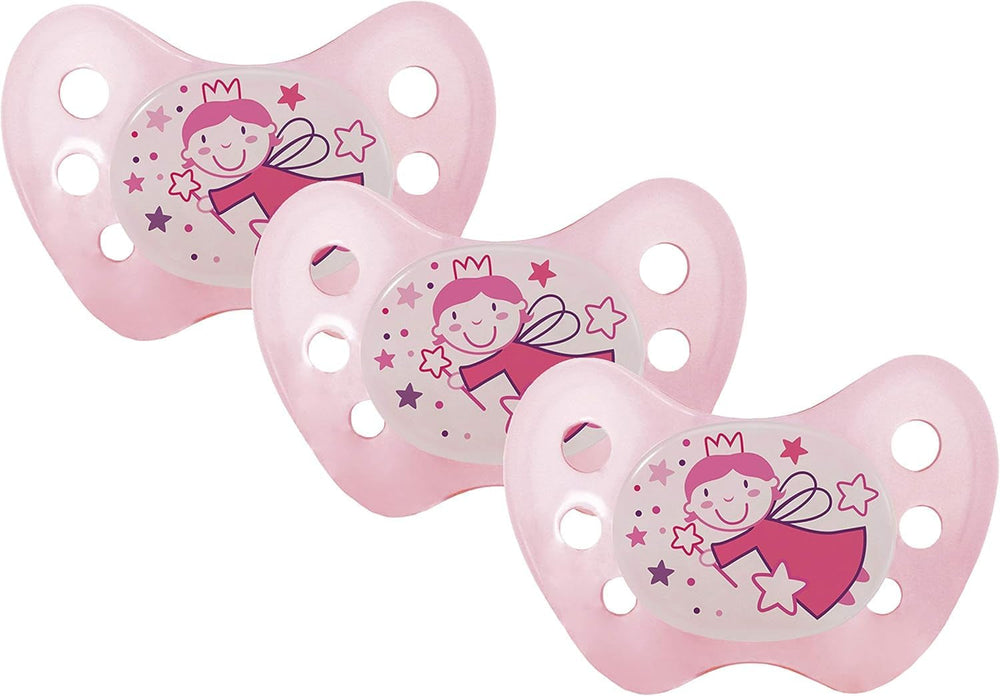 Suzete de noapte din silicon dentistar, pachet de 3 - mărimea 3, de la 14 luni - Suzete care strălucesc în întuneric cu treaptă dentară - fără BPA - fabricate în Germania - Lună, galben