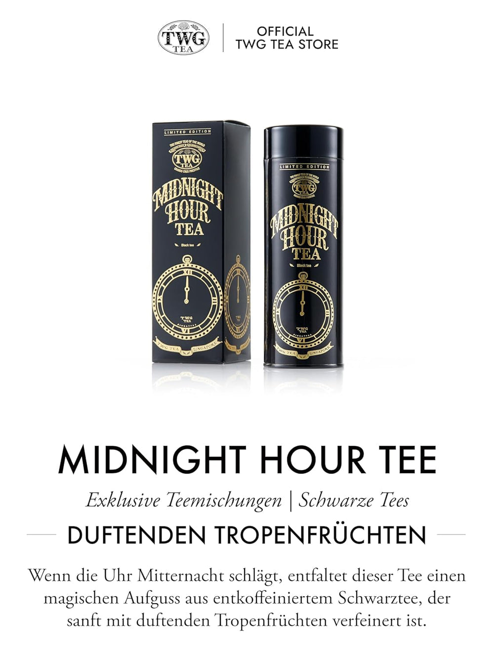 TWG Tea | Midnight Hour Tea | Ceai negru | Lemongrass și fructe tropicale | Cutie Haute Couture, 100 g | Set cadou