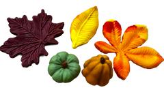 Decoraciones comestibles de otoño para tarta – set de 5 figuritas hechas a mano en pasta de azúcar