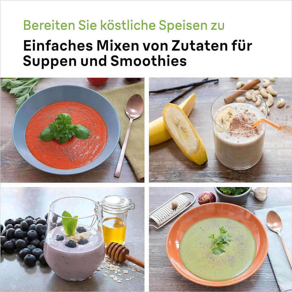 Braun Stabmixer MQ 5200WH - Multiquick 5 Vario Pürierstab Mit Edelstahl Mixfuß, 1000 Watt, Inkl. 600 Ml Mix- & Messbecher, Weiß/Grau Cocina Naty Shop