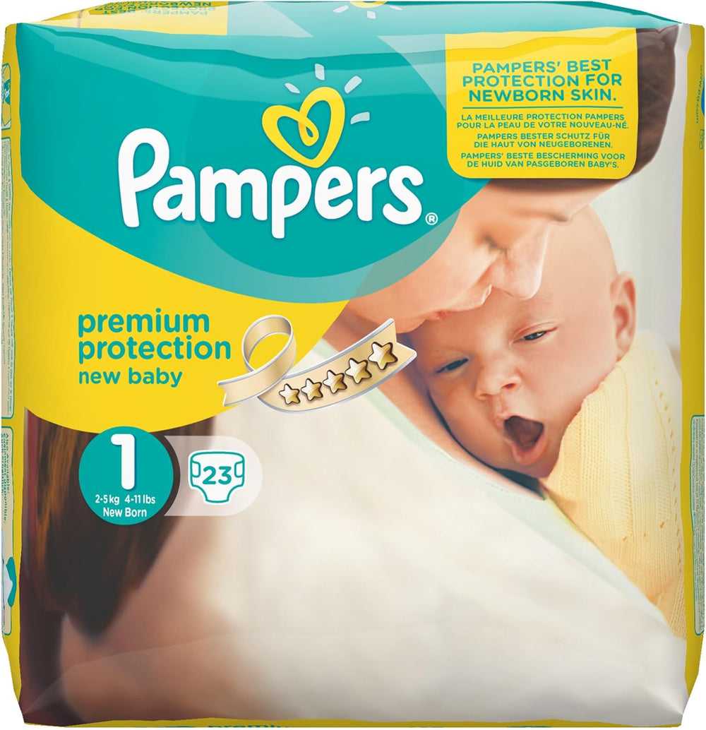 Pampers New Baby talla 1 Recién nacido 2-5 kg ​​Paquete de transporte, paquete de 4 (4 x 23 piezas)